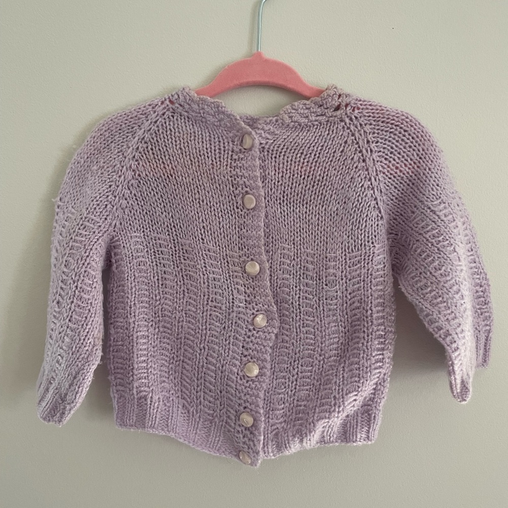 Handmade lavender vintage, baby sweater